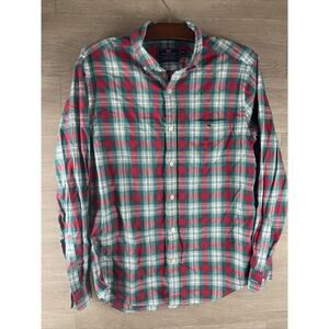 Vineyard Vines Classic Fit Tucker Shirt Long Sleeve Button Up Red Green Medium